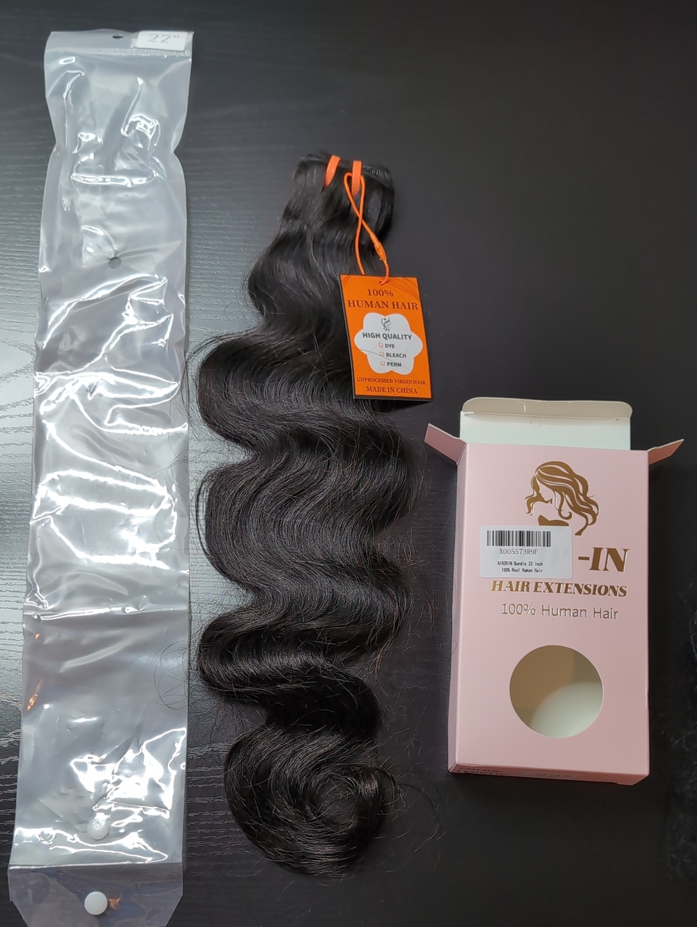 22 In Single Body Wave Human Hair Bundle Quick Weave 100g Natural Black